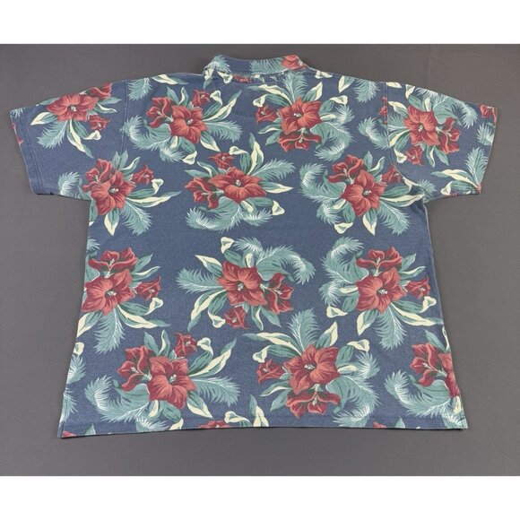 Rare Vintage Y2K LL Bean Flower AOP Art Polo Shirt XL Designer Hype Streetwear - Picture 2 of 6